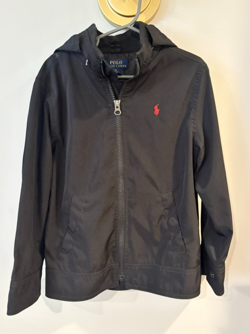 Polo RL Kids Black Raincoat with Detchable Hood- Size 5